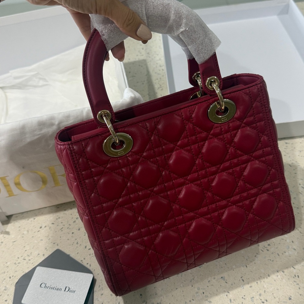 Dior Burgundy Quilted Mid size - Picture 5 of 5